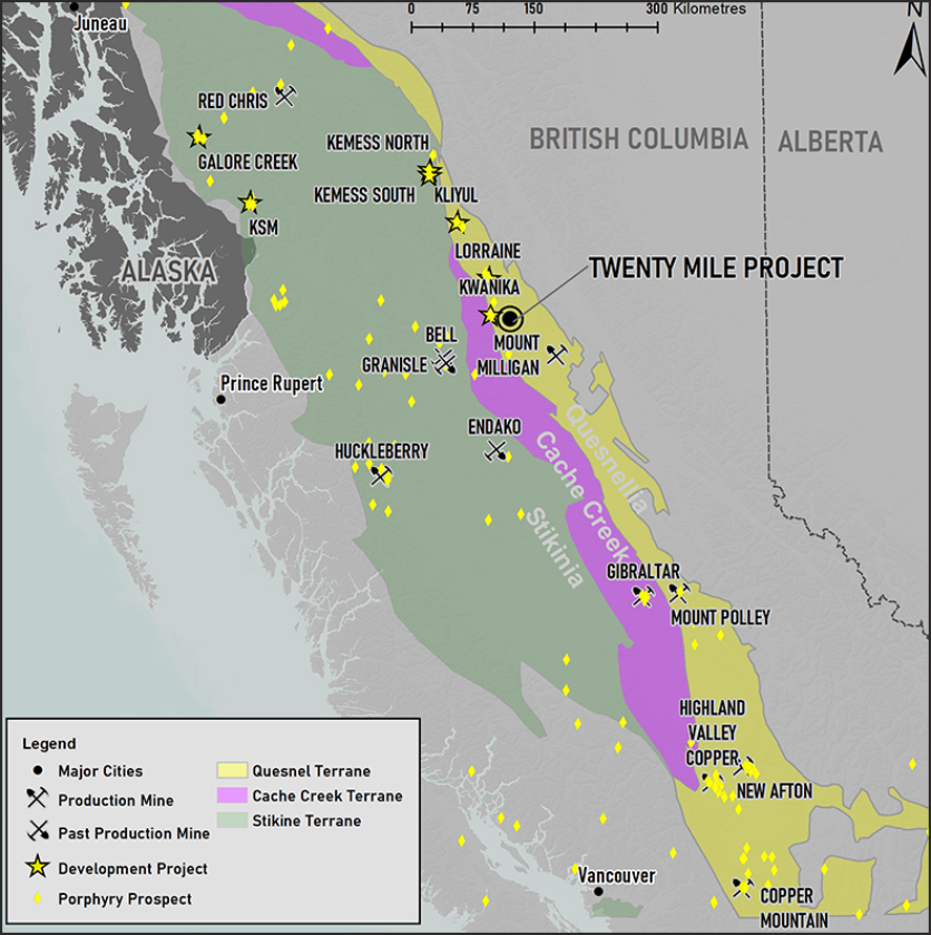 Twenty Mile Location within the Quesnel Trough